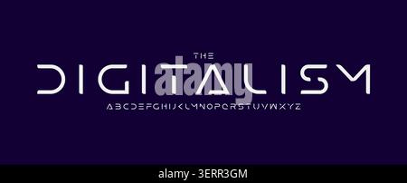 Smooth futuristic digital font with rounded elegant lines. Sci-fi tech alphabet for space, startup, UI, UX, branding, interfaces. Display typeface Stock Vector