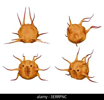 3D illustration of an orange monster. 3D rendering of a monster design isolated on a white background. Stock Photo