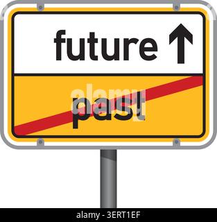 yellow traffic sign with words future and past isolated vector illustration Stock Vector