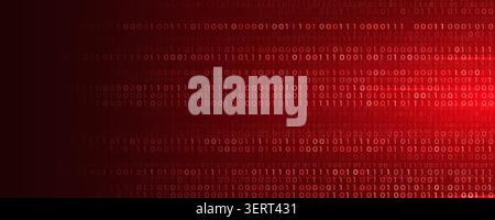 Virus Code Flow Red Binary Code Bug Cyber Attack Pattern. Malware Attack Ransomware Warning Background. Computer Hacking Cyber Security Breach. AI Stock Vector