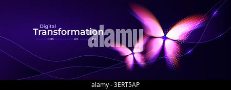 Digital Transformation Business Butterfly Logo Icon Symbol, Big Data Research Analytics Technology, AI Tech Strategy for Business Growth. Abstract Stock Vector