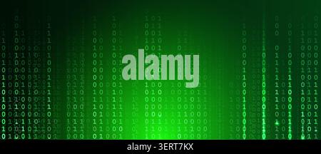 Binary code background, digital data stream, green technology background for cybersecurity data security vibe software coding AI cloud B2B vibe Stock Vector