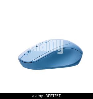Ergonomic blue wireless optical computer mouse isolated on a white background Stock Photo
