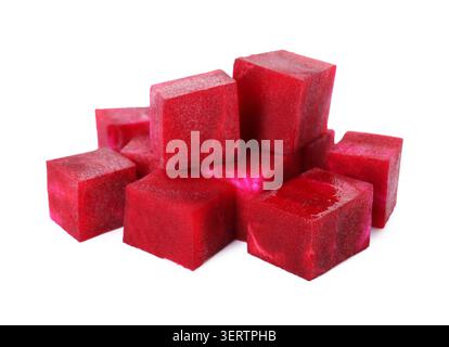 Pile of diced young beet isolated on white Stock Photo