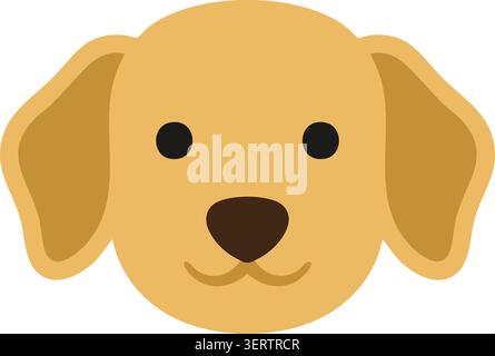 Flat illustration of a golden retriever puppy face with floppy ears round eyes and a small friendly smile Stock Vector
