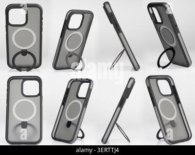 Smartphone cover stand different view isolated on white studio background Stock Photo