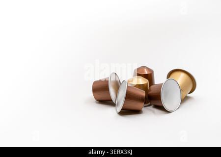 Espresso capsules isolated in white background Stock Photo