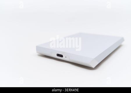 Aluminum cased SSD with USB C. Stock Photo
