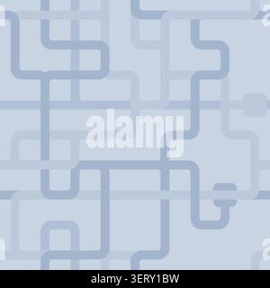 Seamless utility infrastructure pattern - connecting pipes geometric maze design. Water pipes texture. Stock Vector