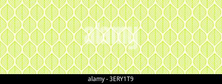 horizontal seamless beautiful green leaf on beige for pattern and background. Stock Vector