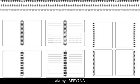 A colorful set of binder notebook memo frames and line elements featuring red, blue, and pink variations. Includes borders, banners, headers, labels, Stock Vector