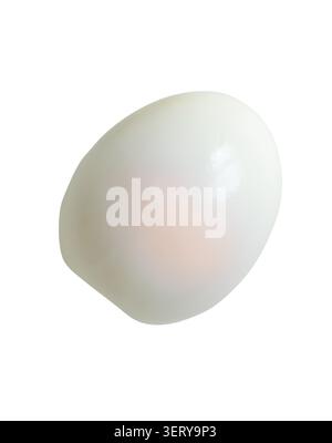 Unpeeled cooked or boiled egg with egg yolk is isolated on white background with clipping path. Stock Photo