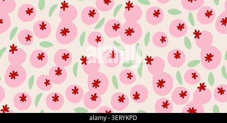 Seamless pastel berry pattern with leaves for nursery textile. Vector illustration Stock Vector
