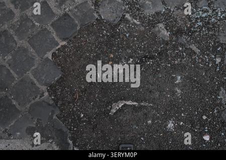 OLD STONE PAVEMENT TEXTURE BACKGROUND TOP VIEW Stock Photo