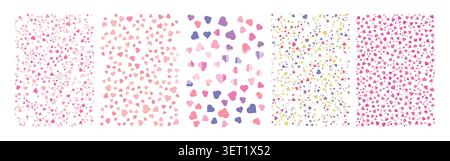 Heart Shapes Background Collection Valentine Love Seamless Pattern Vector Illustration Set Stock Vector