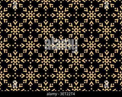 Abstract geometric pattern with lines, snowflakes. A seamless vector background. Gold and black texture. Graphic modern pattern Stock Vector