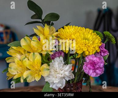 A vibrant bouquet of mixed flowers Stock Photo