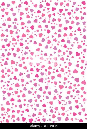 Romantic pink heart background vector illustration with dense scattered heart shapes and playful styling Stock Vector