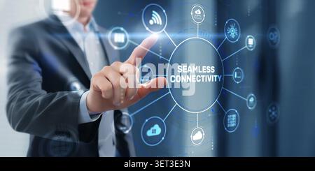 Seamless connectivity system for business communication and network integration with digital interface Stock Photo