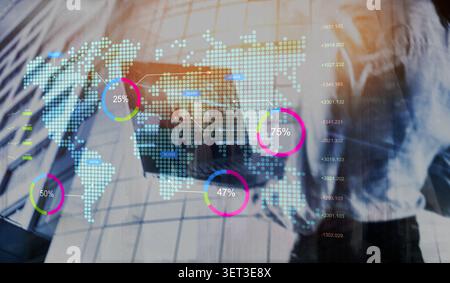Performance tracking KPI system for business analytics and operational monitoring with interactive dashboard Stock Photo