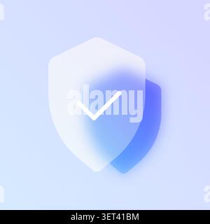 Shield security glassmorphism icon. Stock Vector