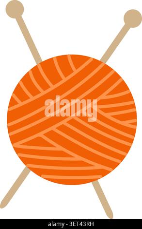 Ball of yarn with knitting needles. Stock Vector