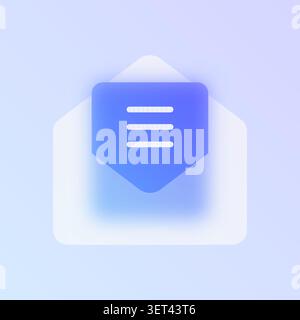 Email envelope glassmorphism icon. Stock Vector