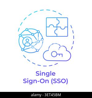 Single sign on blue gradient concept icon Stock Vector