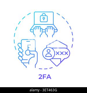 2FA blue gradient concept icon Stock Vector
