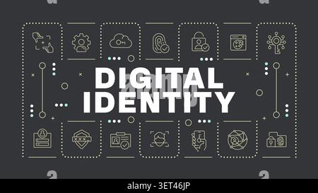 Digital identity charcoal gray word concept Stock Vector