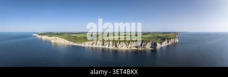 Aerial view, panorama of the spectacular chalk coast near Etretat, Alabaster Coast, La Cote d'Albatre, chalk cliffs, English Channel, Seine-Maritim Stock Photo