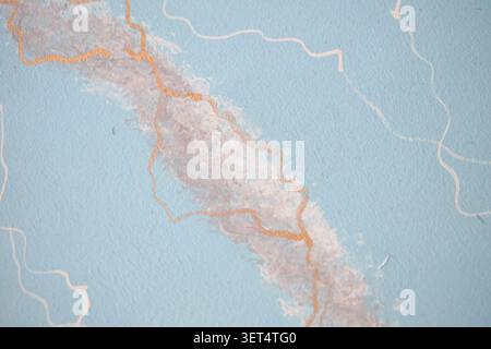 Wall art features lines and colors in a creative design Stock Photo
