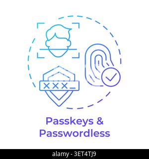Passkeys and passwordless blue gradient concept icon Stock Vector