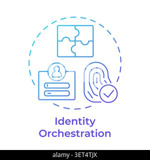 Identity orchestration blue gradient concept icon Stock Vector