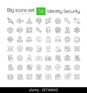 Identity security line icons set Stock Vector