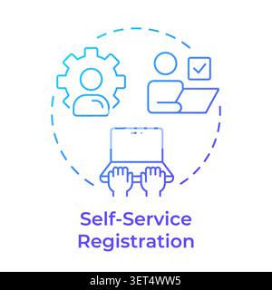 Self service registration blue gradient concept icon Stock Vector
