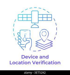 Device and location verification blue gradient concept icon Stock Vector