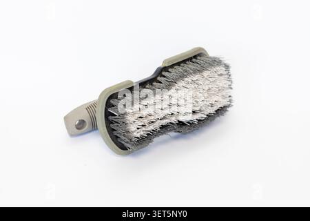 Car Tire Cleaning Brush Isolated on White Background Stock Photo