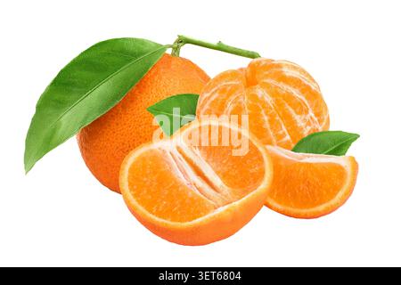 Tangerine or clementine isolated on white background with full depth of field. Stock Photo