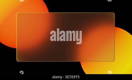 Sleek 3d background showcasing large glowing gradient spheres behind a semi-transparent glass panel. Bright neon elements offer an elegant minimalist Stock Photo