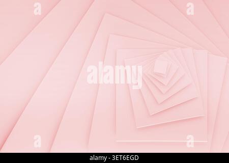 Abstract pink concentric frames fade into optical abyss, blending clean lines. Abstract geometric background, vortex pattern. For corporate presentati Stock Photo