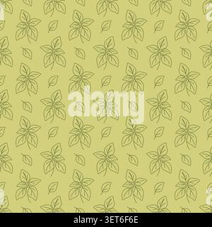 Green Leaf Seamless Pattern Herbal Botanical Background Stock Vector
