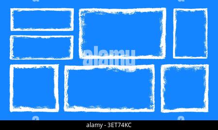 Frozen snow ice frames with frosty texture overlay vector illustration set. Stock Vector