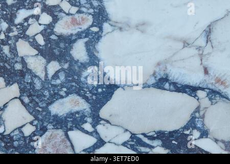 Calacatta Viola marble texture displays a blend of white and gray tones with unique veining and stone fragments, suitable for various design projects Stock Photo