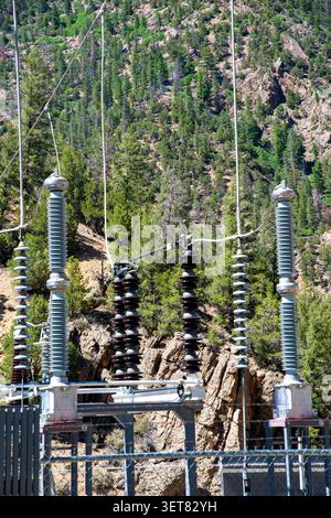 Electrical power sub-station at work in Colorado. Stock Photo