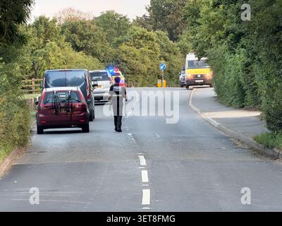 Dorney, Buckinghamshire, UK. 21st June, 2026. Thames Valley Police and Lowland Rescue Water Rescue Unit remain in Dorney, Buckinghamshire this eveing next to the Jubilee River. Part of Lake End Road next to the Jubilee River remains closed. Thames Valley Police said "We are currently at the scene of a sudden death in the Jubilee River, Dorney, Buckinghamshire. Officers were called to the scene at around 4.14pm today. Sadly the body of a man was found in the water. His next of kin have been made aware and are being supported by officers". Credit: Maureen McLean/Alamy Live News Stock Photo