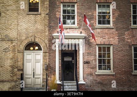 TORONTO, CANADA - DECEMBER 21, 2016: Toronto First Post Office entrance at 260 Adelaide Street East, showing a historic postal landmark in downtown Ca Stock Photo