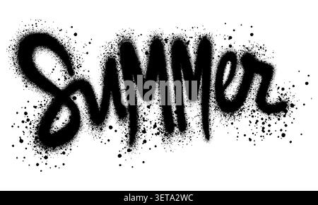 graffiti Summer text sprayed in black over white. Stock Vector
