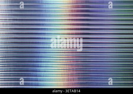 Iridescent ribbed glass background with color gradient, horizontal abstract texture Stock Photo