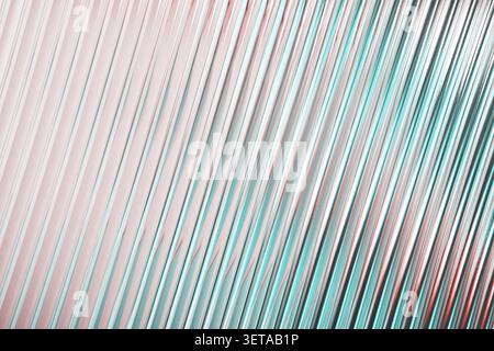 Abstract diagonal corrugated glass with pink and cyan color gradient Stock Photo